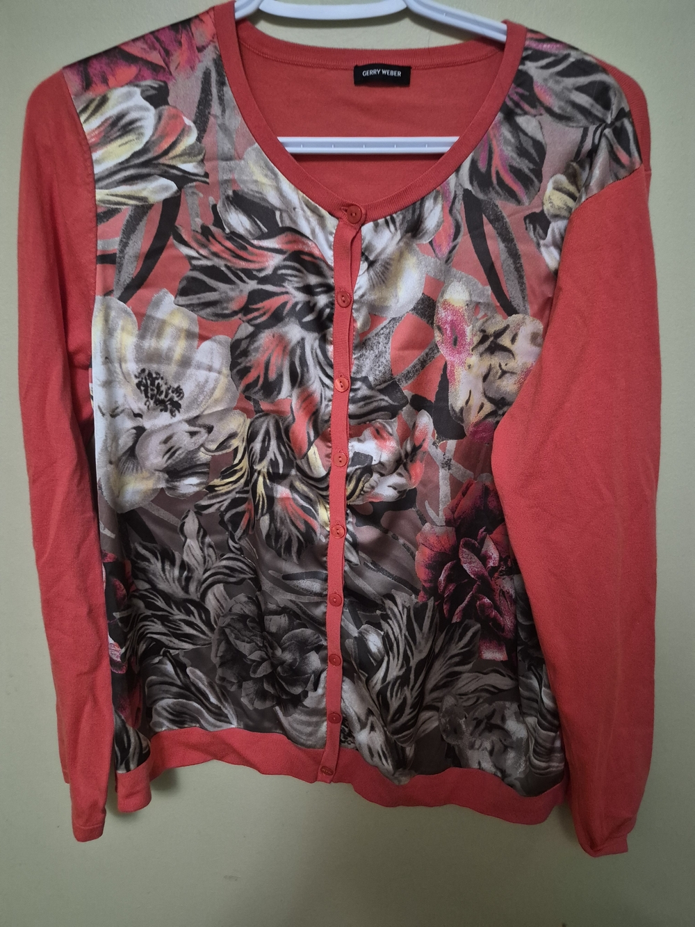 Gerry Weber Coral Floral Button-Front Cardigan